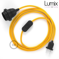 Lampe baladeuse câble textile souple Jaune douille à bague