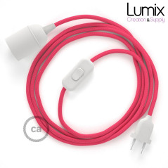 Lampe baladeuse câble textile souple Fuchsia effet soie