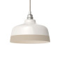 Suspension céramique blanche et liseré couleur taupe - Fait main dans nos ateliers Suspension céramique blanche et liseré couleur taupe - Fait main dans nos ateliers