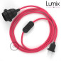 Lampe baladeuse câble textile souple Fuchsia effet soie