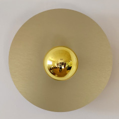 Applique HELIOS murale ou en plafonnier disque composite aluminium 3mm brossé or 30 cm ou 22 cm