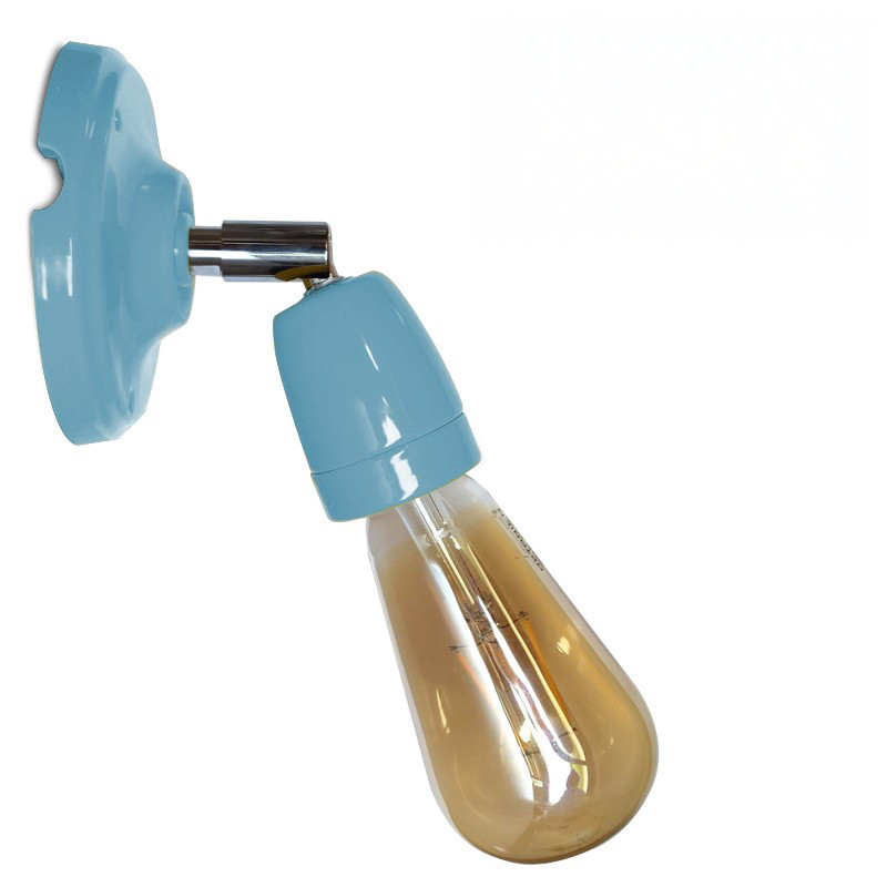 Lampe applique murale orientable en porcelaine bleue et métal chromé Lampe applique murale orientable en porcelaine bleue et métal chromé