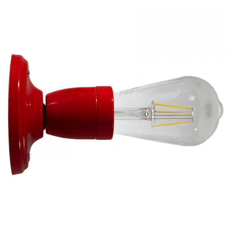 Lampe Porcelaine Rouge en plafonnier ou en applique murale