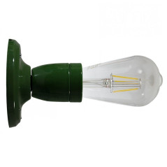 Lampe Porcelaine verte en plafonnier ou en applique murale