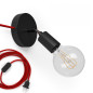 Lampe plafonnier ou en applique à brancher sur prise de courant - câble textile rouge Lampe plafonnier ou en applique à brancher sur prise de courant - câble textile rouge