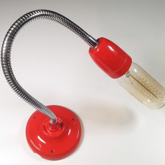 Lampe Porcelaine couleur en plafonnier ou en applique murale - avec gaine flexible