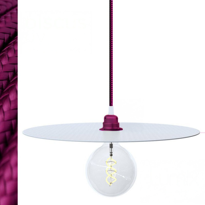 Suspension DISCUS UV disque métal peint blanc et verni