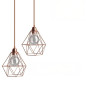 Lampe suspendue cage cuivre XXL forme diamant Lampe suspendue cage cuivre XXL forme diamant