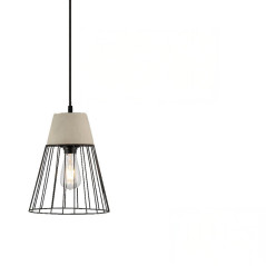 Suspension abat-jour cage métal et béton - Luminaire personnalisable