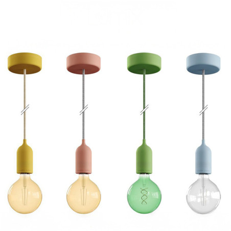 Lampe en suspension pour l'extérieur - Luminaire sur-mesure étanche IP65 - Porte-Douille lisse Pastel en silicone