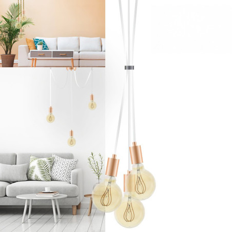 Suspension 3 lampes style moderne CUIVRE sur-mesure