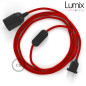 Lampe baladeuse câble textile souple rouge effet soie