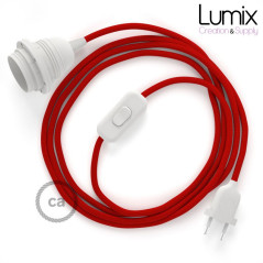 Lampe baladeuse fil tissus rouge