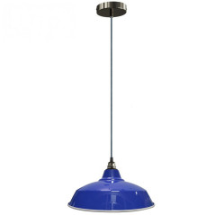 Suspension Bistrot métal Bleu finition Perle Noire