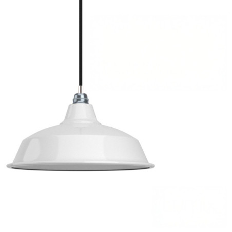 Suspension Bistrot métal revêtement extérieur émail blanc