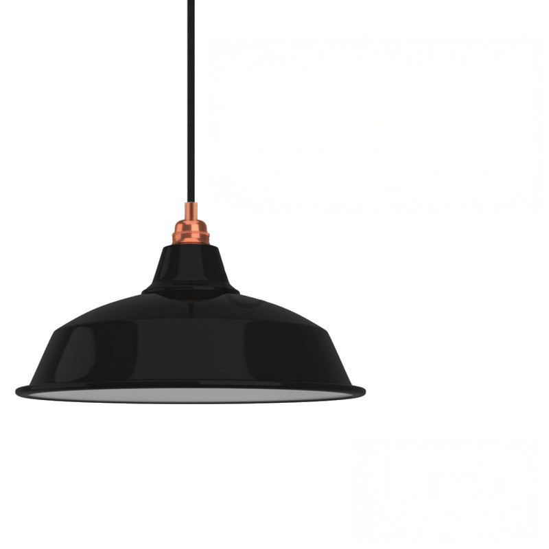 Suspension Bistrot métal revêtement extérieur émail noir Suspension Bistrot métal revêtement extérieur émail noir