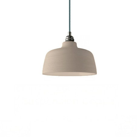 Suspension COPPA forme cloche en céramique Gris Tourterelle fait main