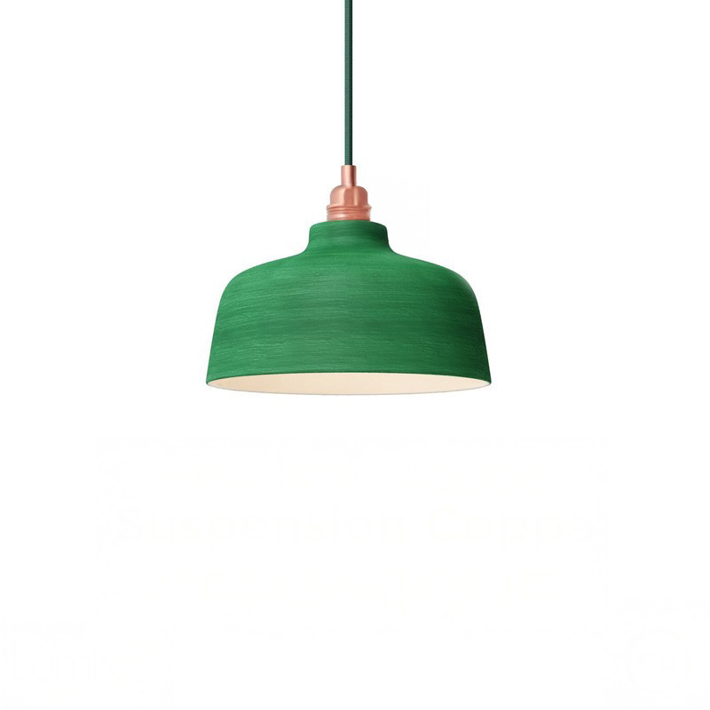 Suspension céramique COPPA forme cloche Vert feuille fait main