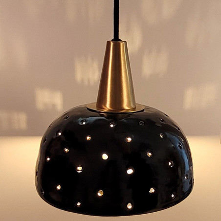 Suspension céramique Starlight noir ou blanche fintion laiton