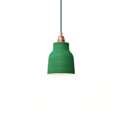 Suspension COPPA forme vase en céramique finition vert feuille