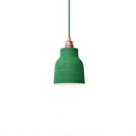 Suspension COPPA forme vase en céramique finition vert feuille