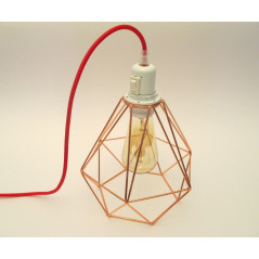 Lampe baladeuse cage acier XXL à poser ou suspendre avec abat-jour cage acier forme diamant