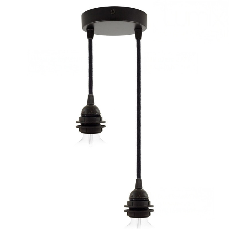 Suspension DUO câble textile et douille vintage bakélite à bagues