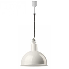 Suspension émaillée blanche style industrielle 350 mm de diamètre - Gics réédition
