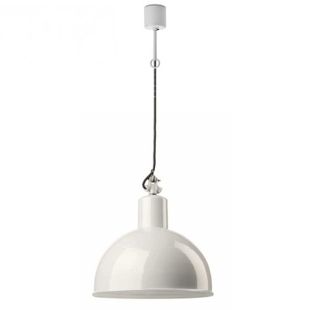 Suspension émaillée blanche style industrielle 350 mm de diamètre - Gics réédition