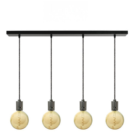 Suspension FIX MULTIPLE 4 douilles moderne E27 à bague - Pavillon rectangulaire métal noir ou blanc 900 mm