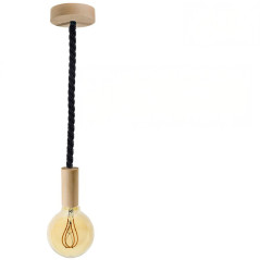 Suspension grosse corde 16 mm noir brillant