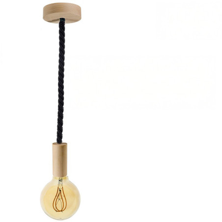 Suspension grosse corde 16 mm noir brillant