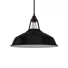 Suspension Harbour compléte diam 38 cm Noir émaillé - douille bakélite noire