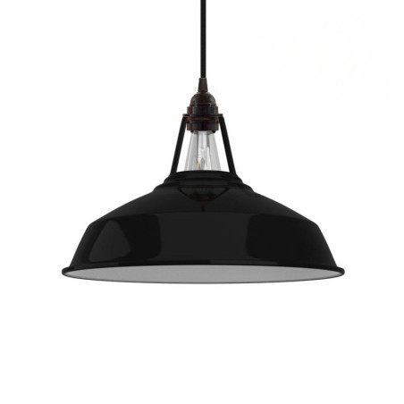 Suspension Harbour compléte diam 38 cm Noir émaillé - douille bakélite noire
