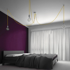 Suspension multiple OCTOPUS 3 - Câble textile Jaune effet soie