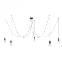 Suspension multiple OCTOPUS 5 finition inox satiné - Câble textile souple