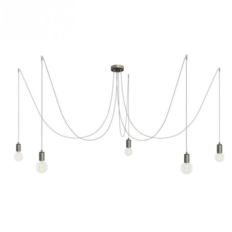 Suspension multiple OCTOPUS 5 finition inox satiné - Câble textile souple