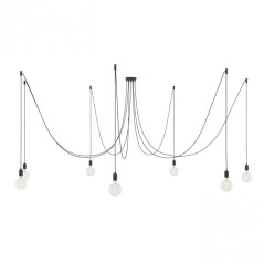 Suspension multiple Octopus 7 - Porte-douille métal avec douille E27 bakélite