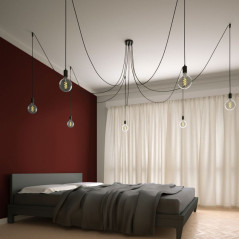 Vue d'une suspension multiple en pieuvre dans une chambre