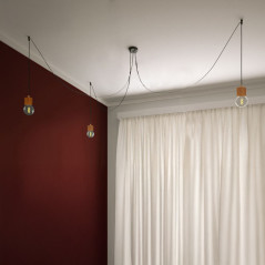 Suspension Octopus3 - douilles rectangle en bois massif de chêne blanc