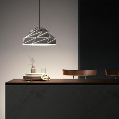 Suspension Polygon Art en métal blanc opaque douille E27