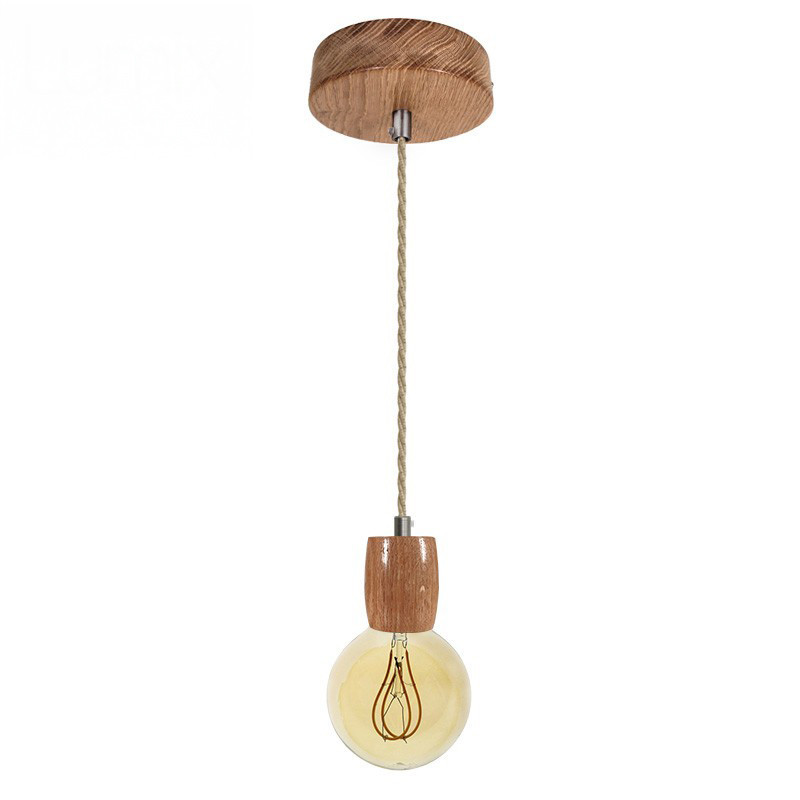 Suspension prestige porte-douille bombé et rosace bois chêne blanc - finitions métal au choix Suspension prestige porte-douille bombé et rosace bois chêne blanc - finitions métal au choix