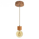Suspension prestige porte-douille carrée et rosace bois chêne blanc - finitions métal au choix