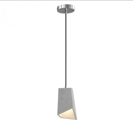 Suspension prisme ciment gris et finition métal