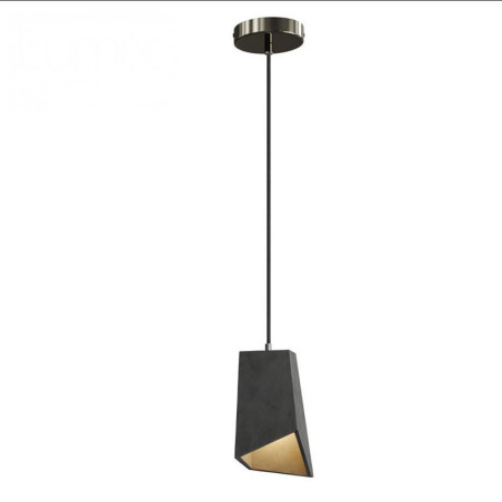 Suspension prisme ciment teinté noir et finition métal