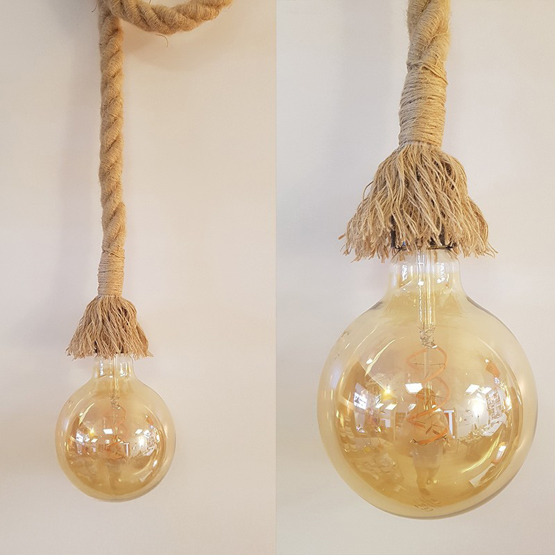 Suspension simple grosse corde en jute diamètre 30 mm - douille E27 Bakélite Suspension simple grosse corde en jute diamètre 30 mm - douille E27 Bakélite
