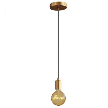 Suspension simple porte-douille et rosace bronze satiné