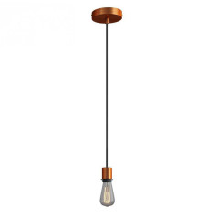 Suspension simple porte-douille et rosace cuivre satiné - dispositif à bague pour montage abat-jour de votre choix