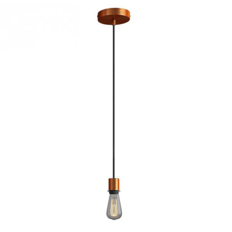 Suspension simple porte-douille et rosace cuivre satiné - dispositif à bague pour montage abat-jour de votre choix