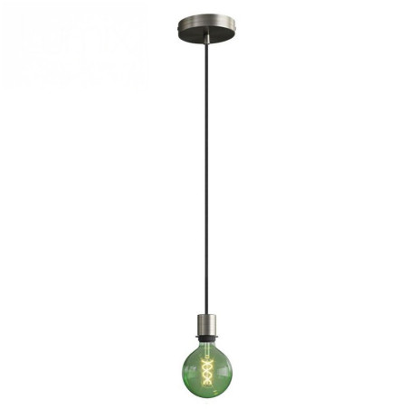 Suspension simple porte-douille et rosace inox satiné - dispositif à bague pour montage abat-jour de votre choix